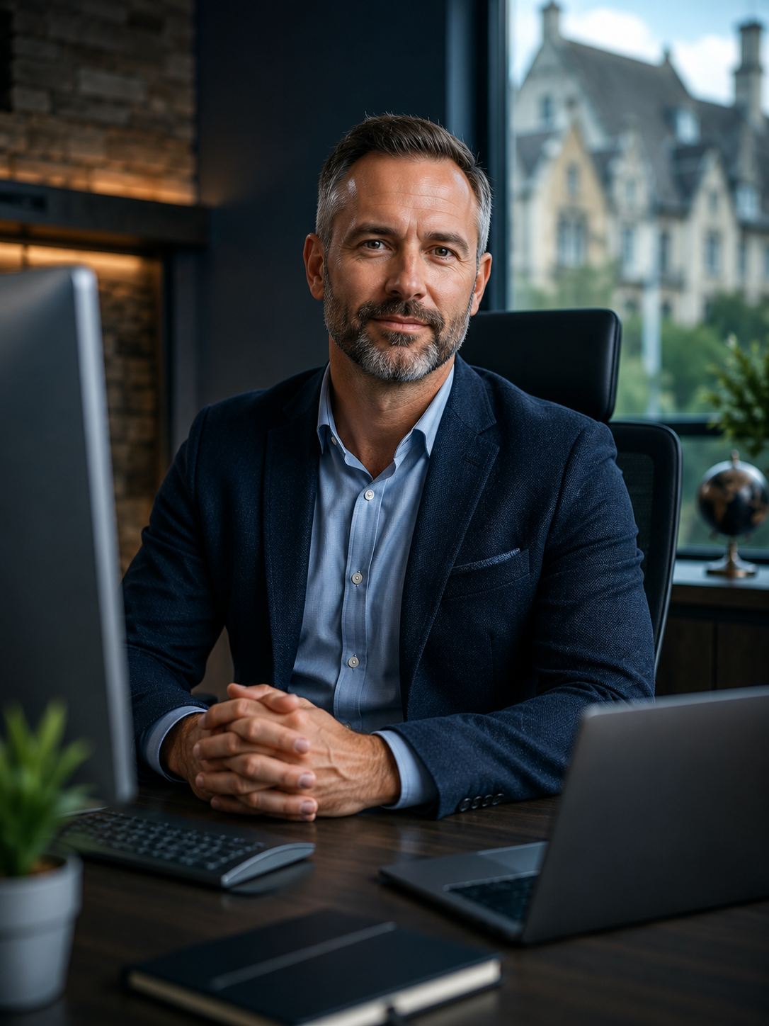 IT professional at desk in modern office