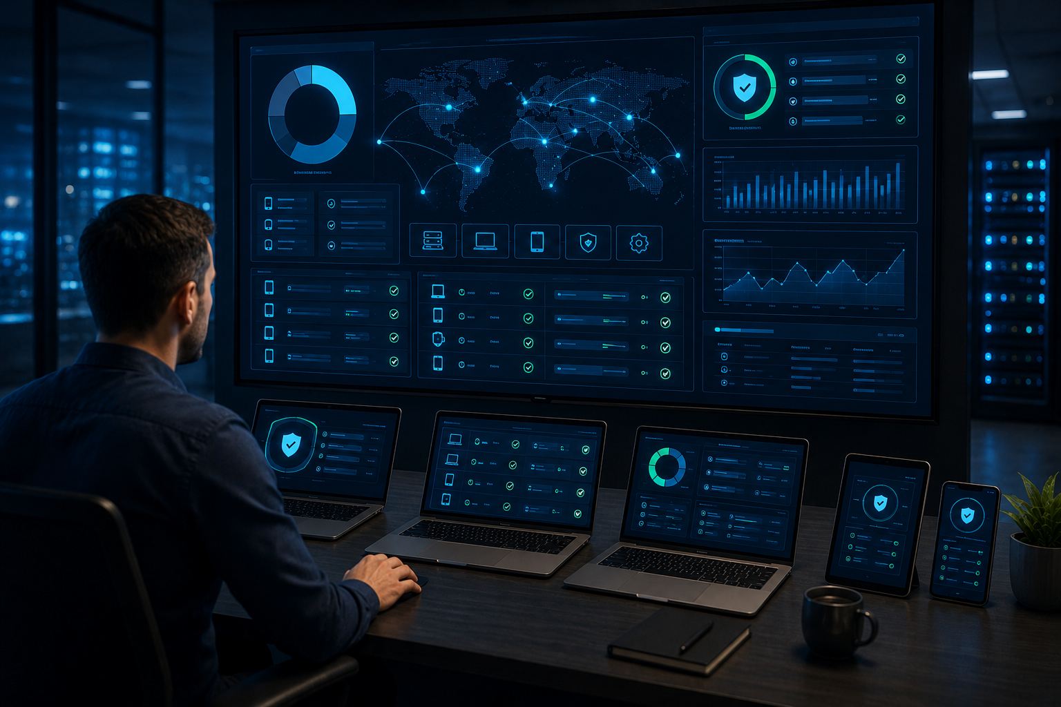 Managed IT service dashboard across multiple devices