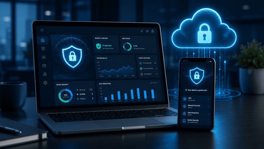 Cybersecurity basics for small businesses including secure devices, cloud protection and identity security.